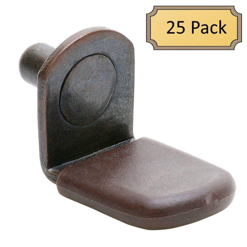 Desunia 1/4 Inch Inch Glass Shelf Support Pegs w/Brown Vinyl Sleeve | Bracket Style | Antique Bronze | 25 Pack - Image 2